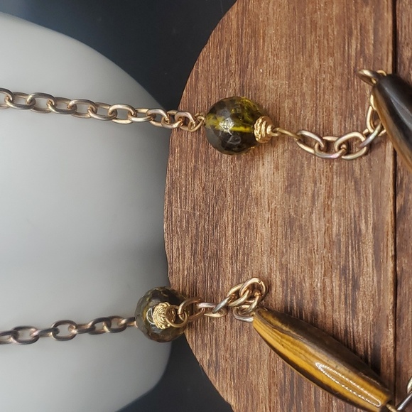 N2809 bohemian precious stone feather‎ necklace - Picture 3 of 4